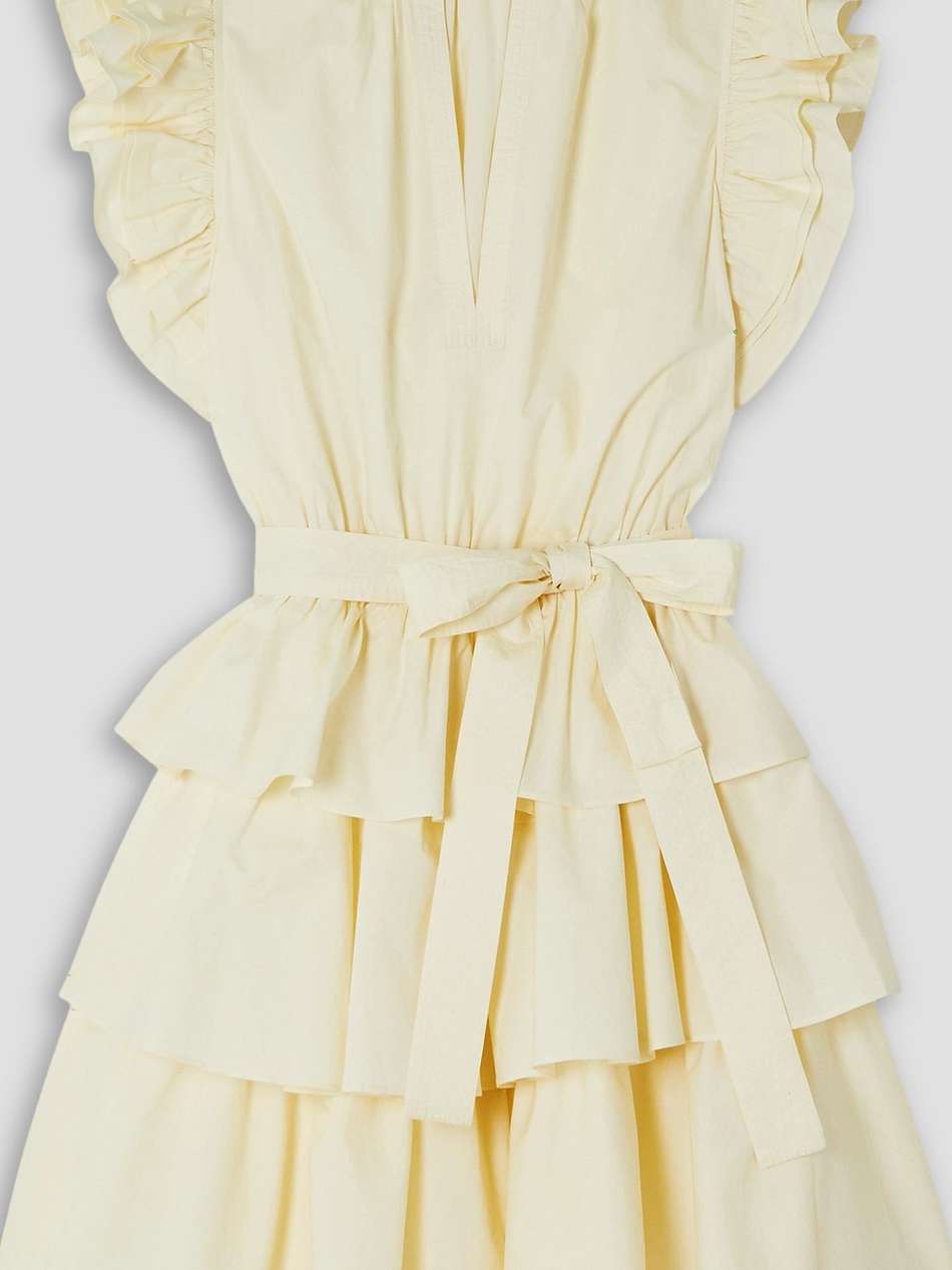 honoria belted ruffled tiered cotton-poplin mini dress
