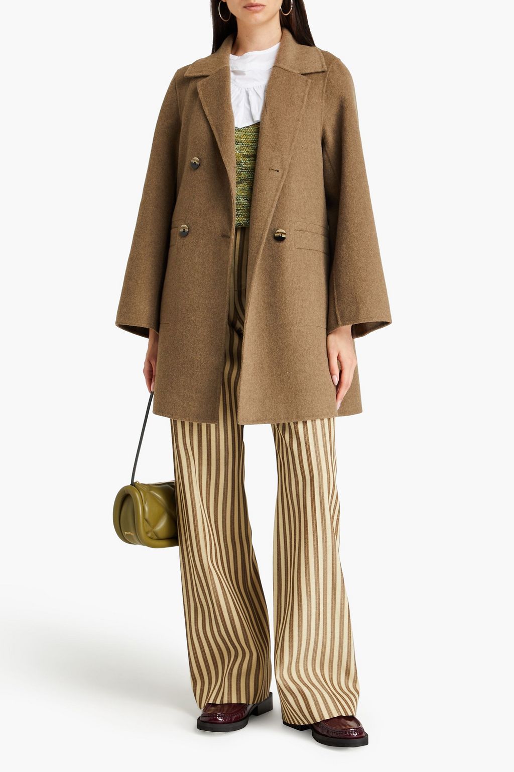 GANNI Brushed wool-blend felt coat