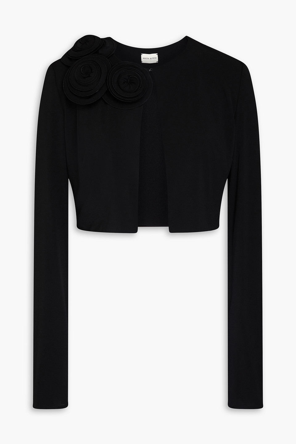 Magda Butrym Floral-appliqué Cropped Cardigan In Schwarz