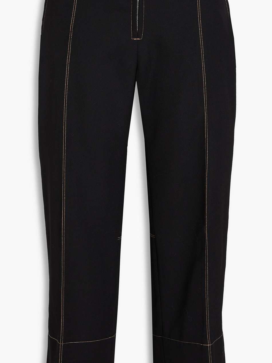 topstitched cropped wool straight-leg pants