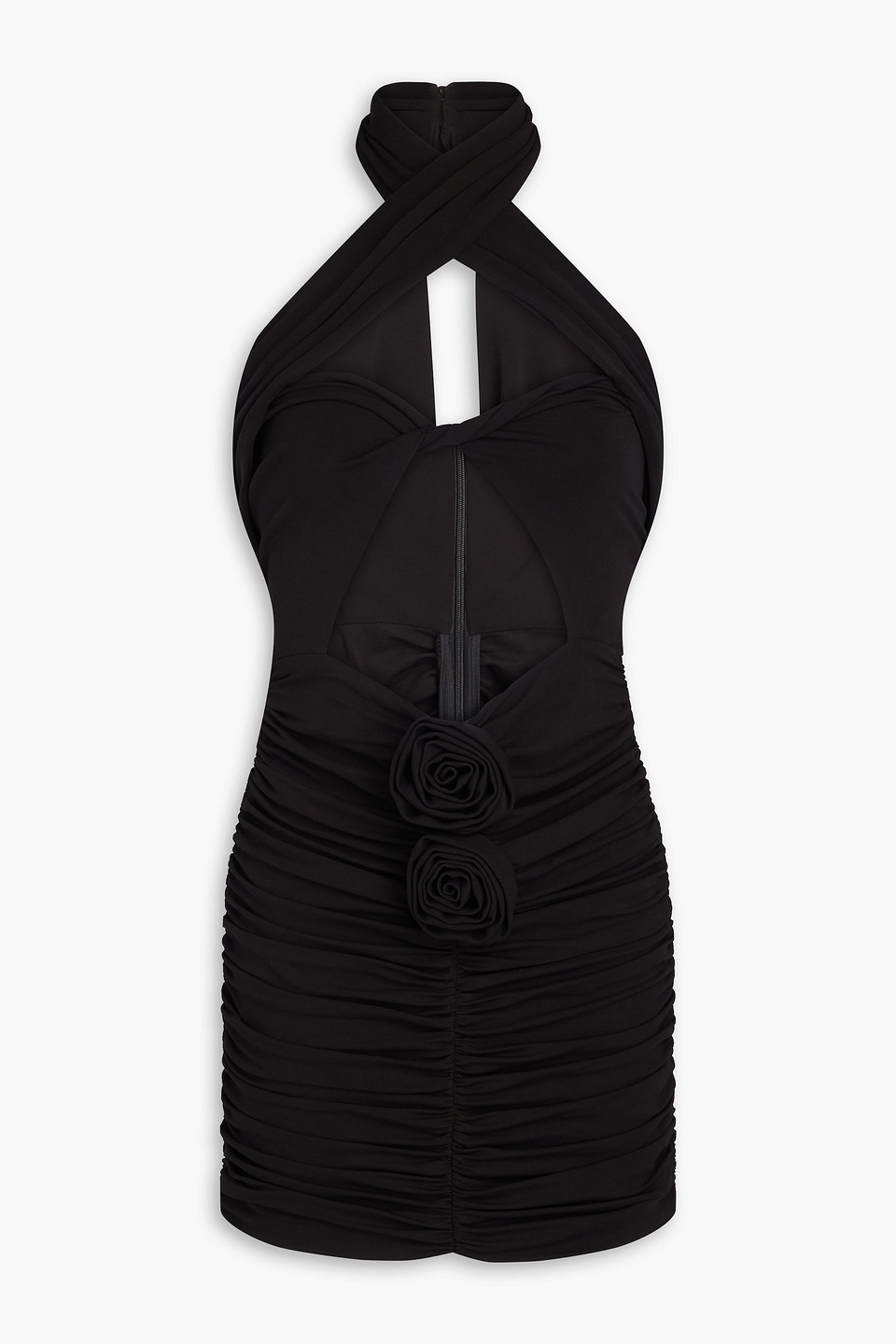 magda butrym - floral-appliquéd cutout stretch-jersey mini dress - black - fr 36