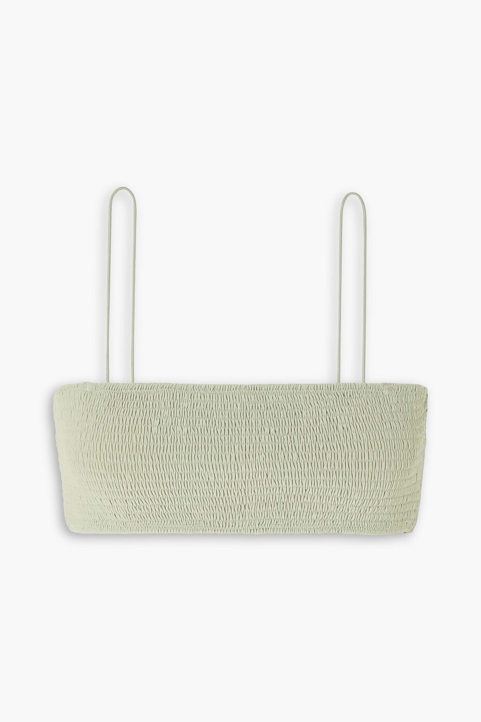 Totême Shirred Bikini Top In Grey Green