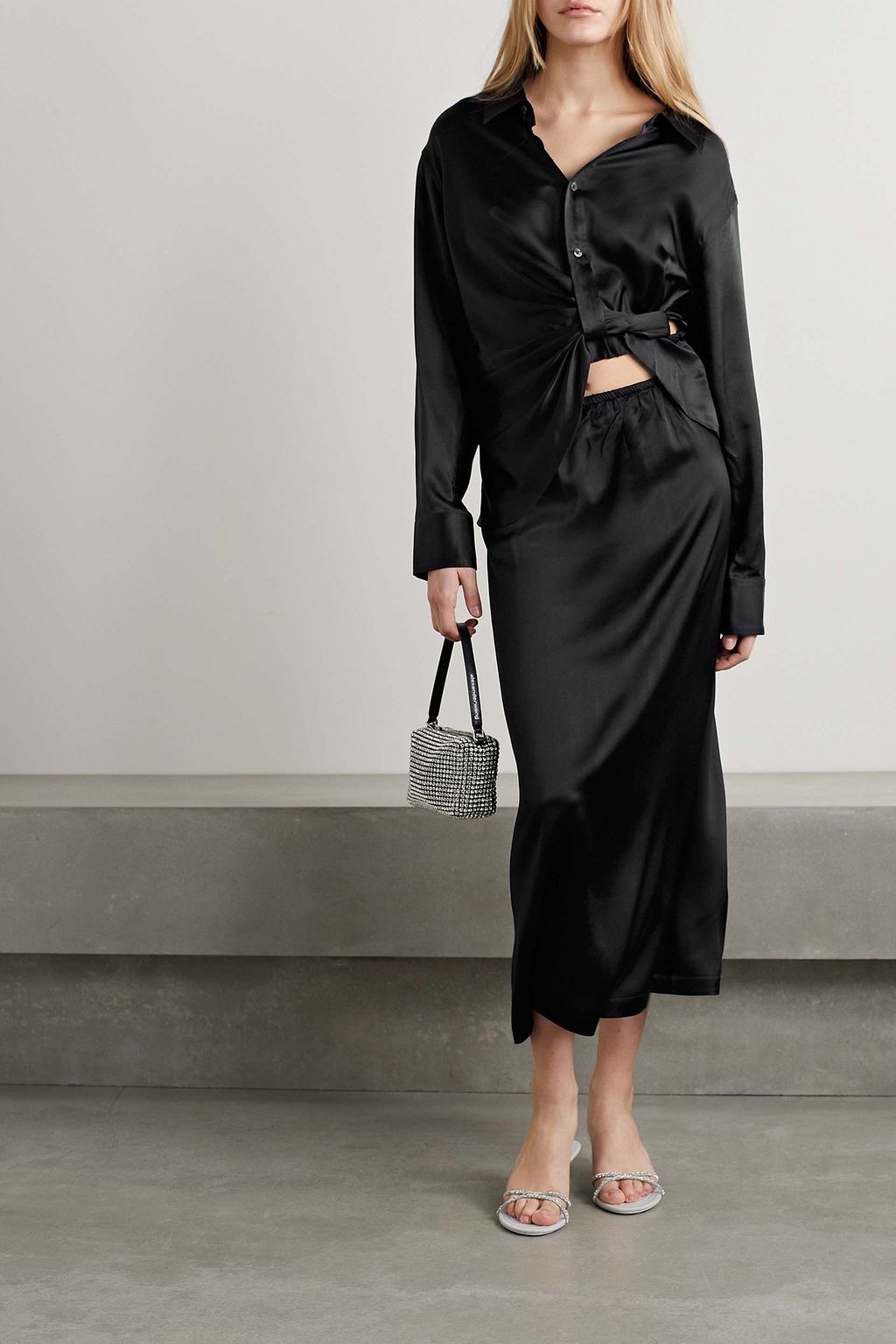 ALEXANDERWANG.T قميص مزموم من حرير شارموز