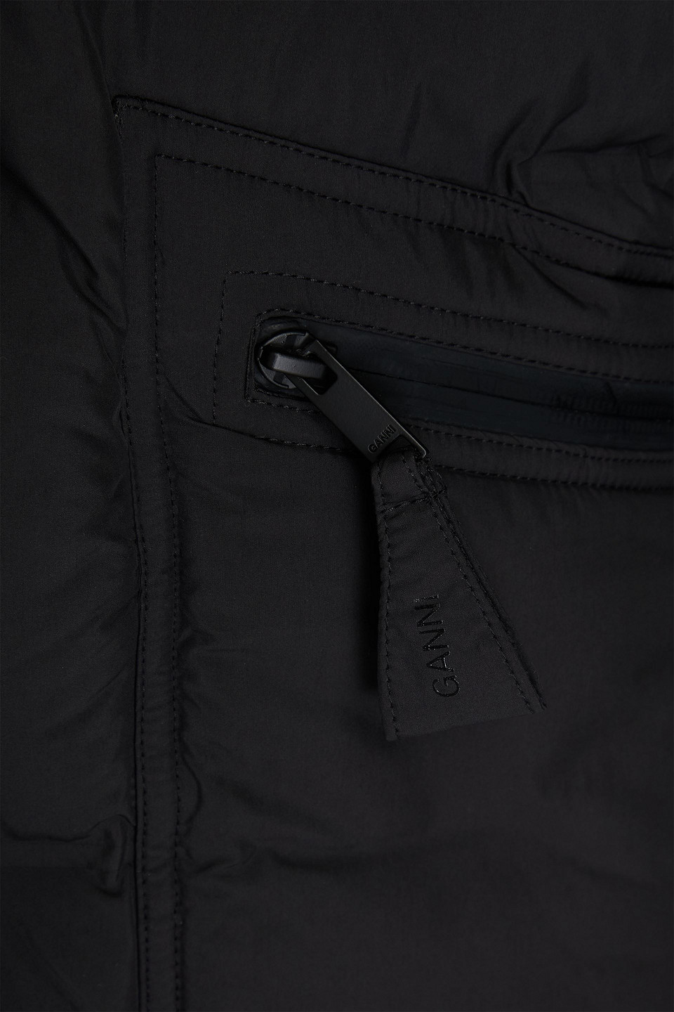 GANNI QUILTED SHELL HOODED COAT