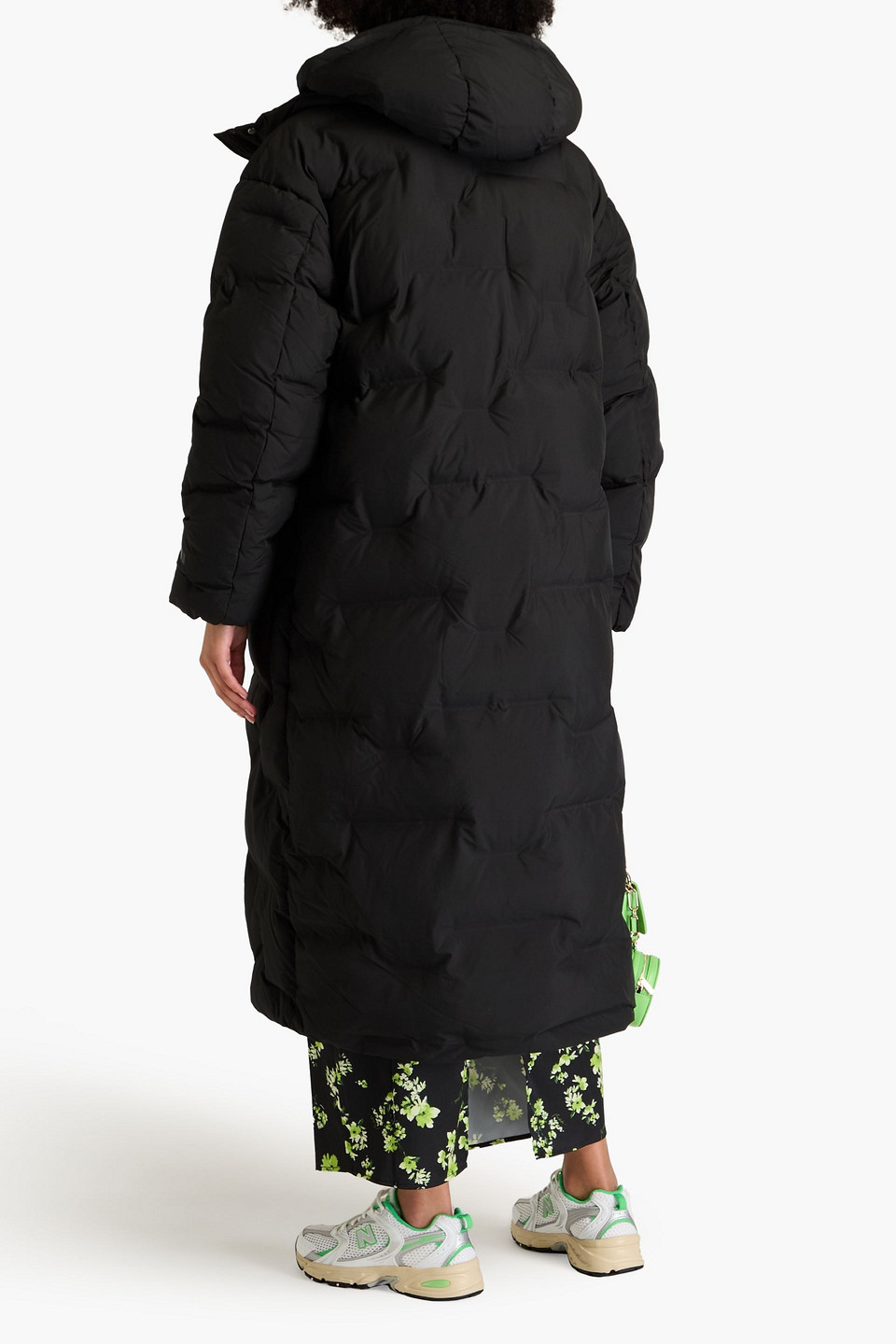 GANNI QUILTED SHELL HOODED COAT