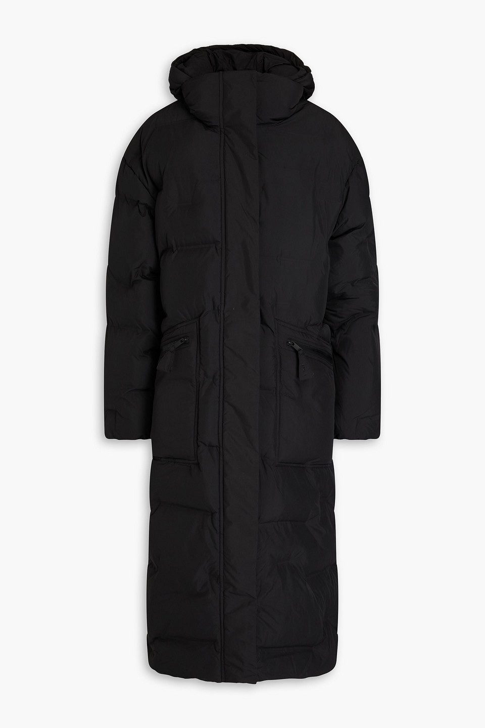 GANNI QUILTED SHELL HOODED COAT