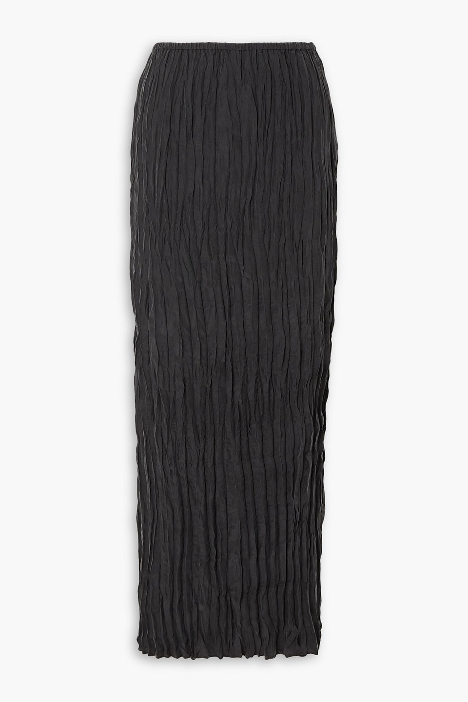 Totême Crinkled Silk-twill Midi Skirt In Black