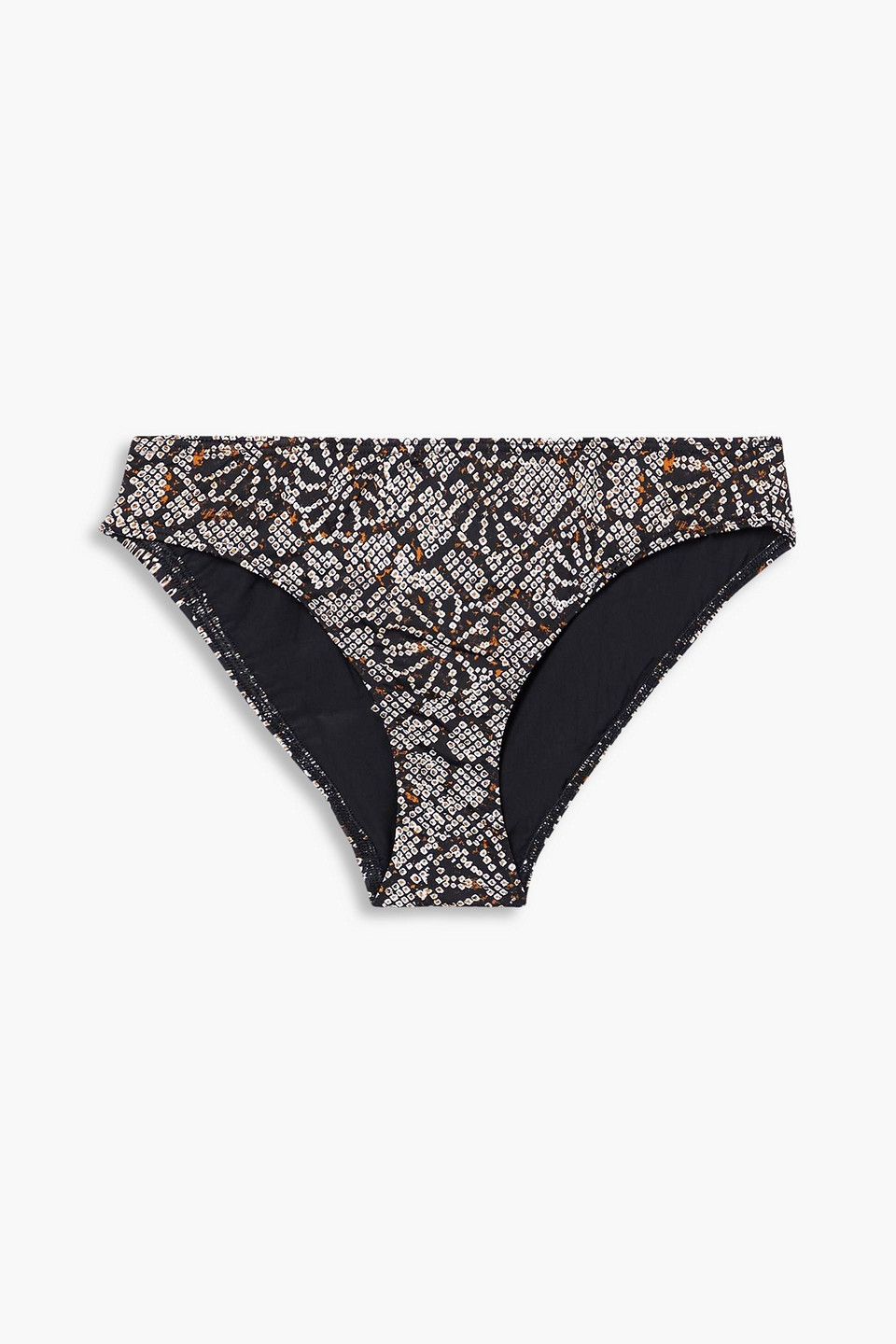 Ulla Johnson Dani Printed Low-rise Bikini Briefs In Black
