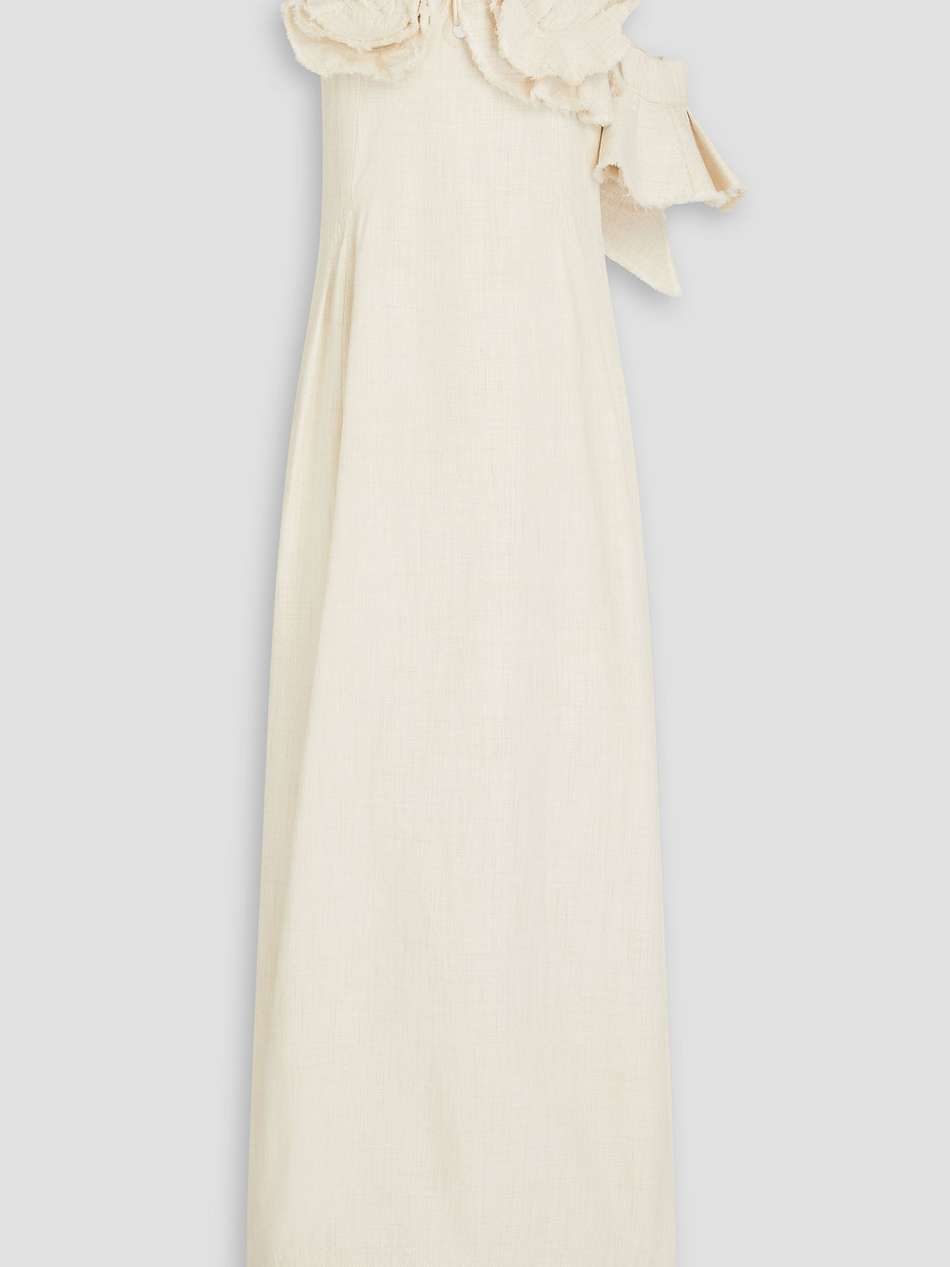 artichaut ruffled frayed linen-blend maxi dress