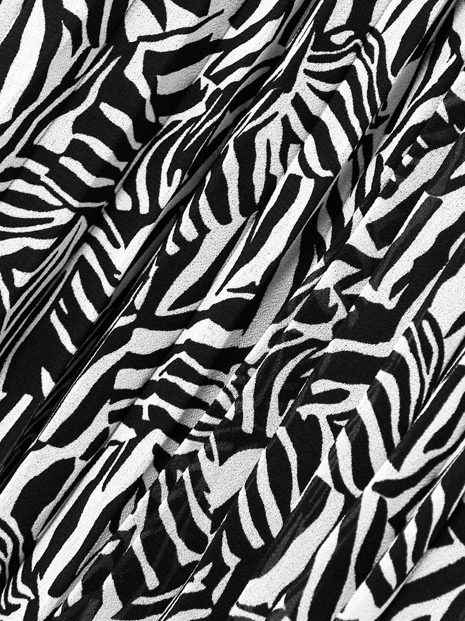 cutout pleated zebra-print georgette mini dress