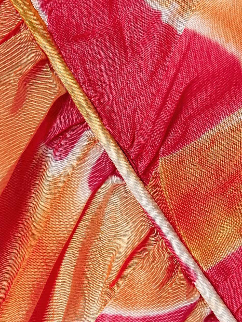 lali ruched ruffled printed silk maxi dress