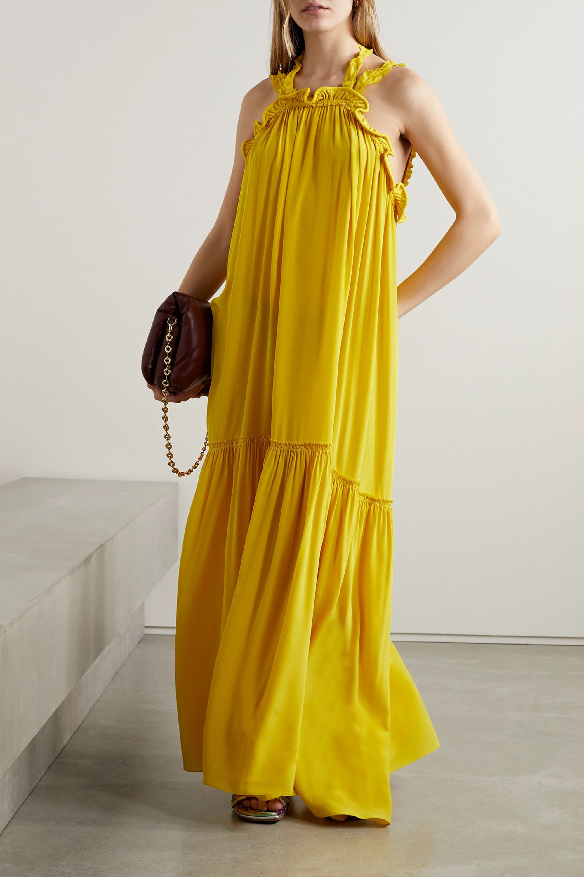 Ulla Johnson Celeste open-back ruffled silk-crepe halterneck maxi dress