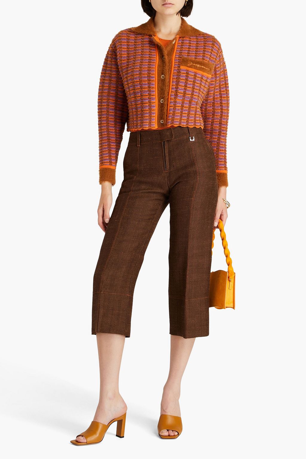 JACQUEMUS Macio cropped open-knit cotton-blend cardigan