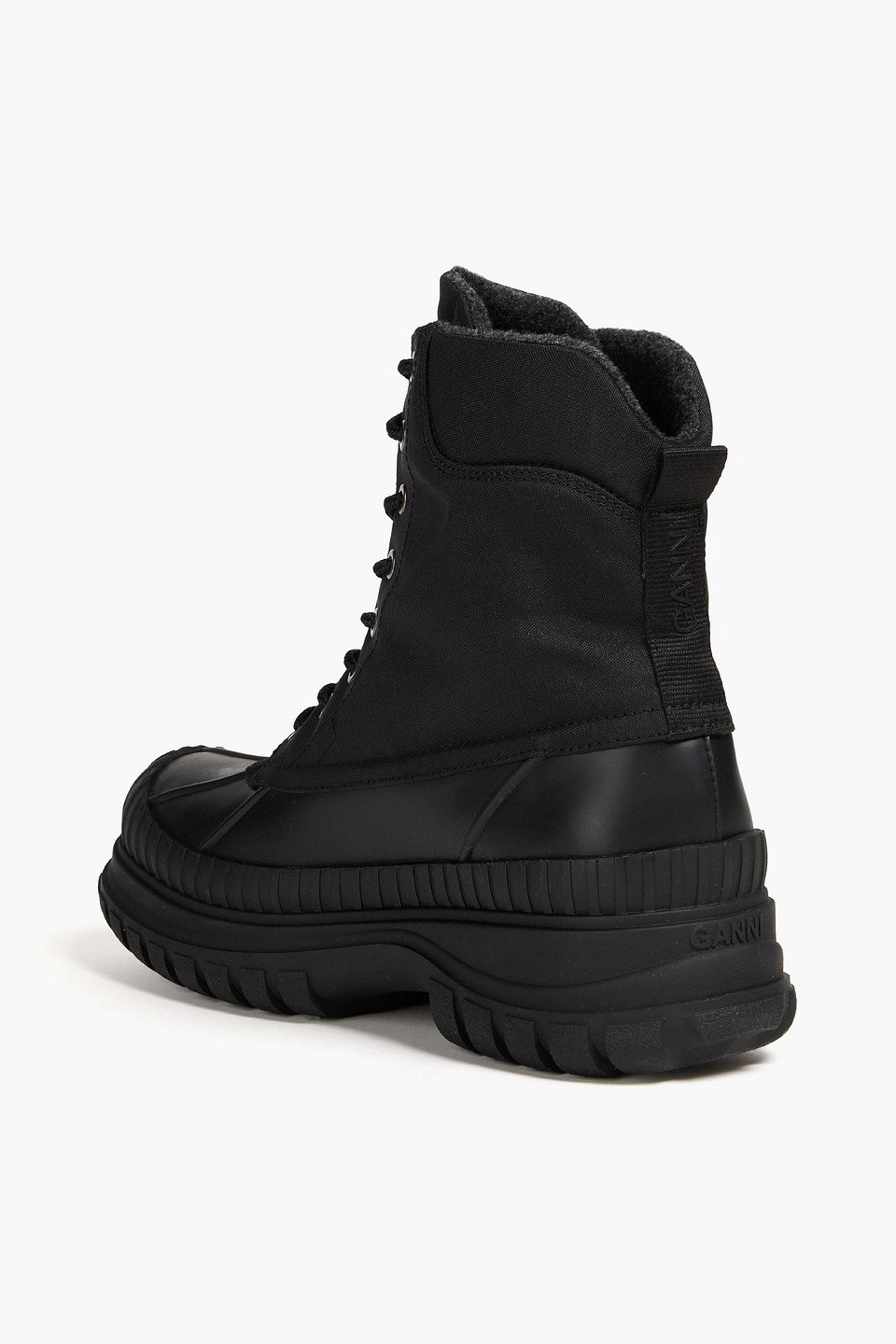 Ganni Canvas Ankle Boots In Black