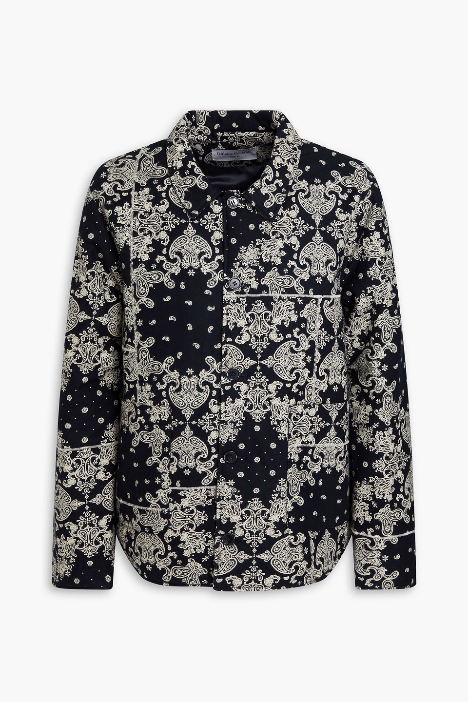 Officine Generale Paisley-print Cotton-twill Jacket In Midnight Blue