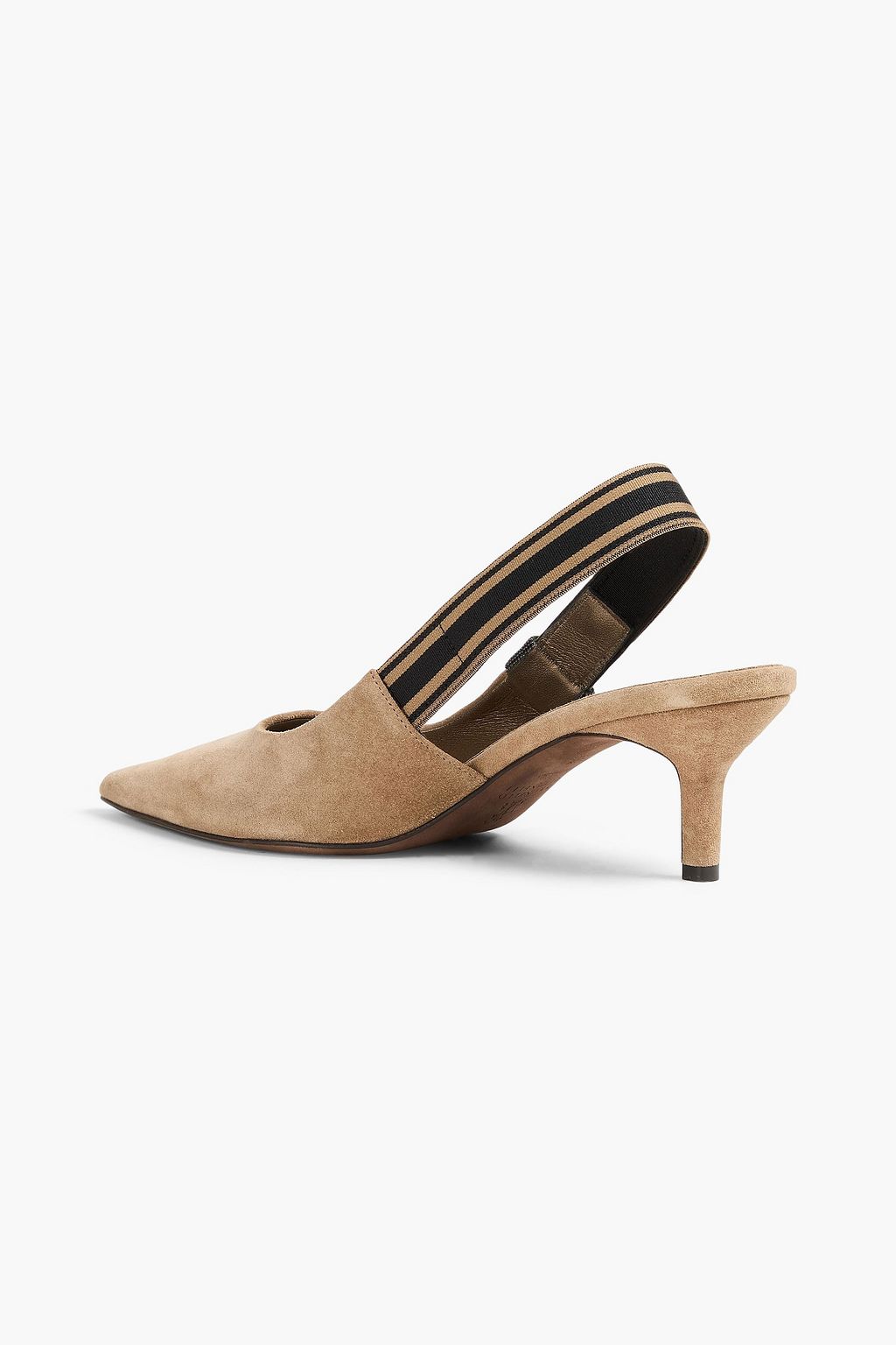 BRUNELLO CUCINELLI Bead-embellished suede slingback pumps