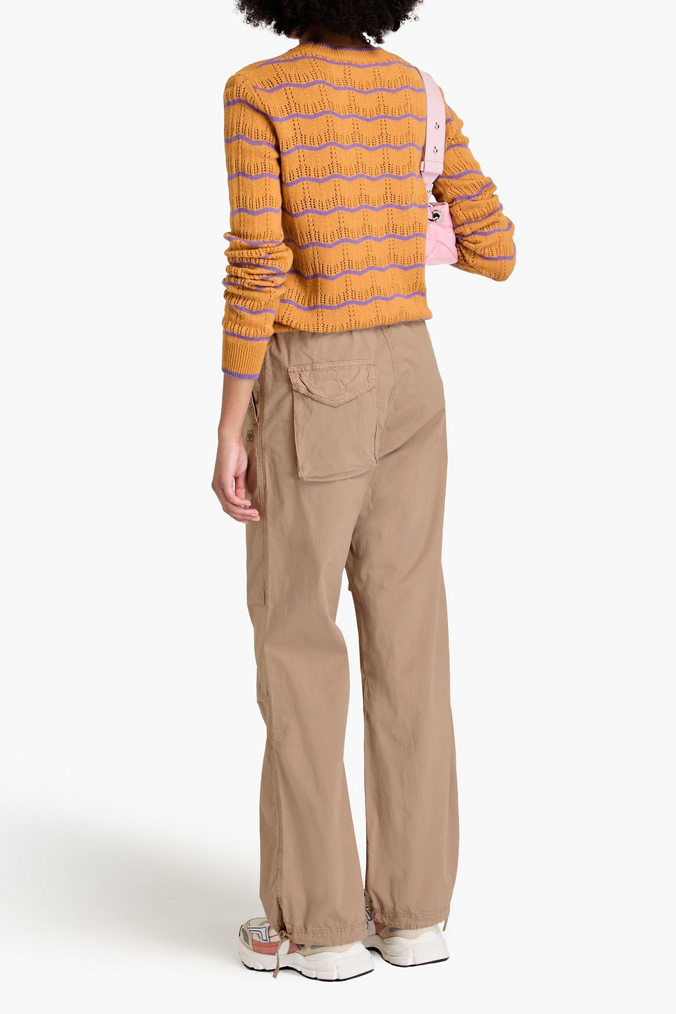 Ganni Stretch-cotton Poplin Cargo Pants In Mushroom