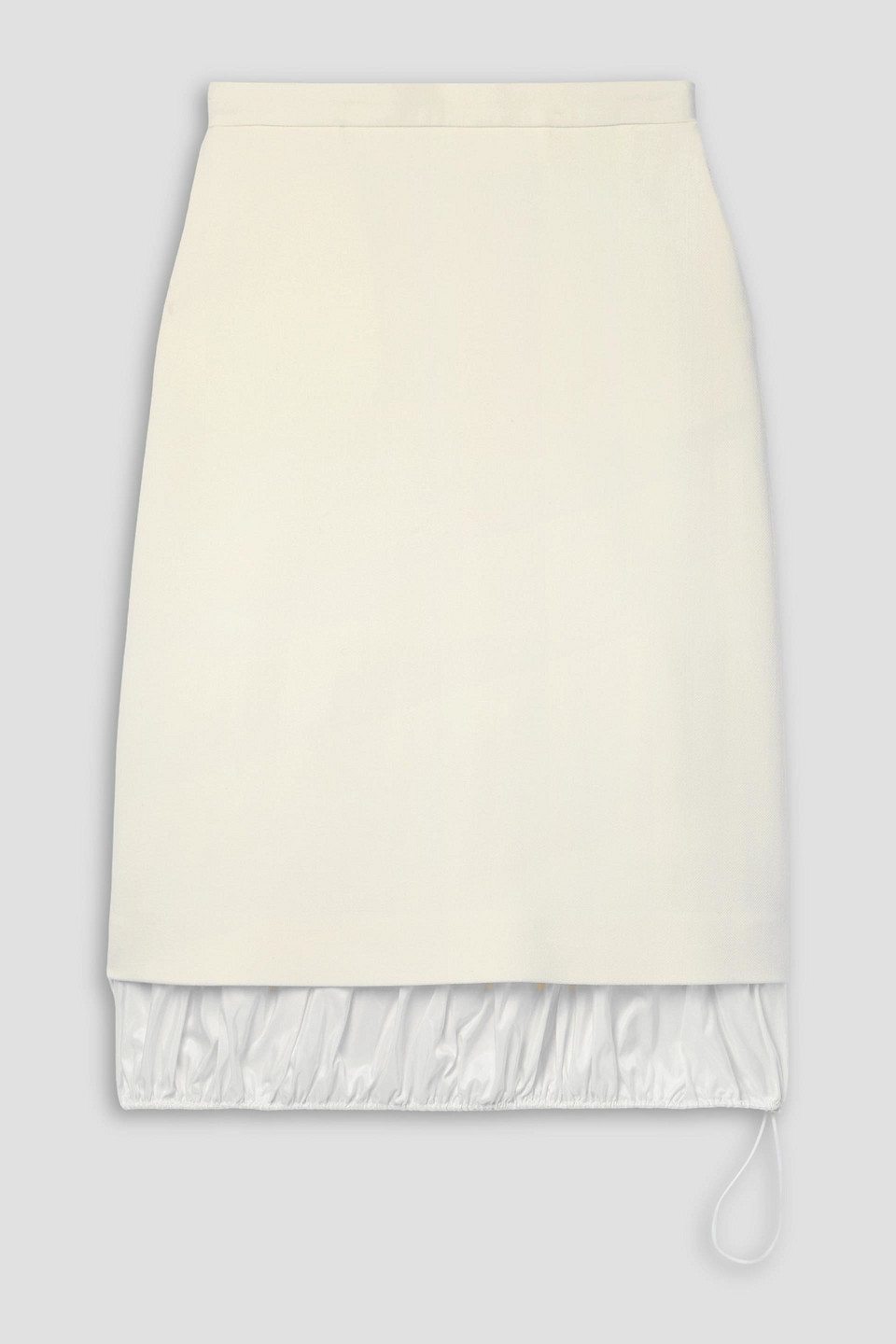 TORY BURCH SILK-TRIMMED WOOL MIDI SKIRT