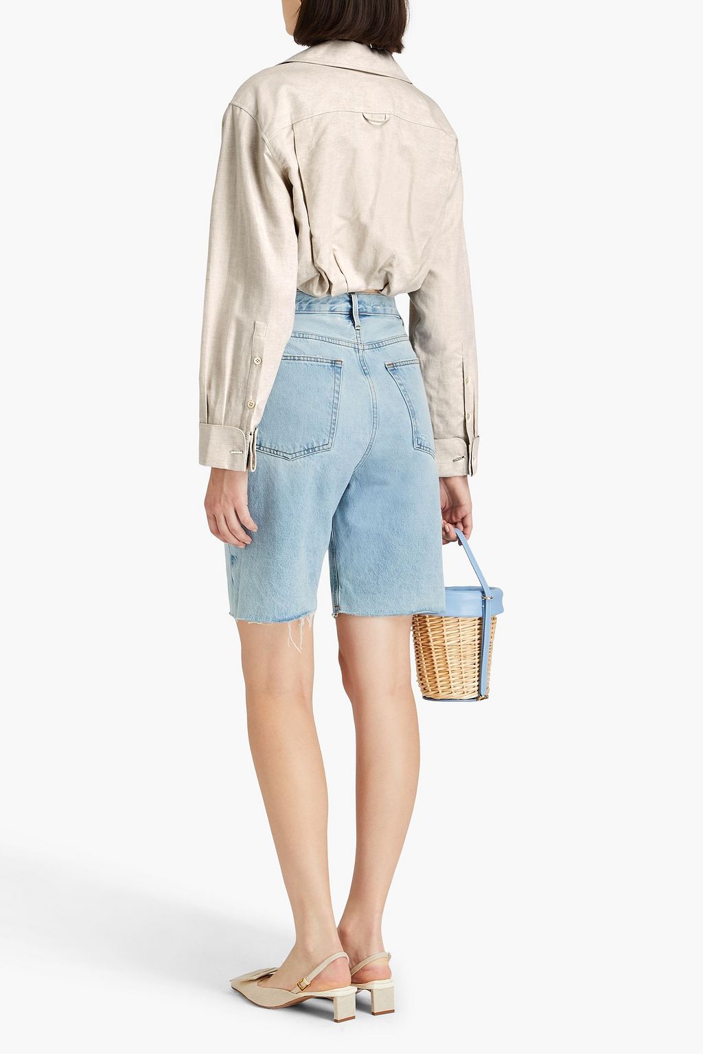 JACQUEMUS Machou cropped cotton and linen blend shirt