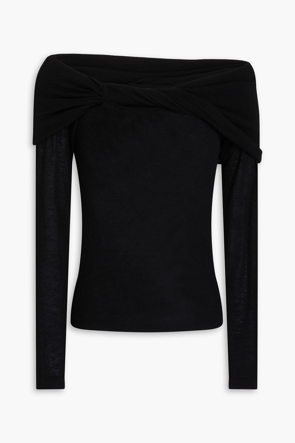 Autumn Cashmere Off-the-shoulder Twisted Cashmere Top In Black