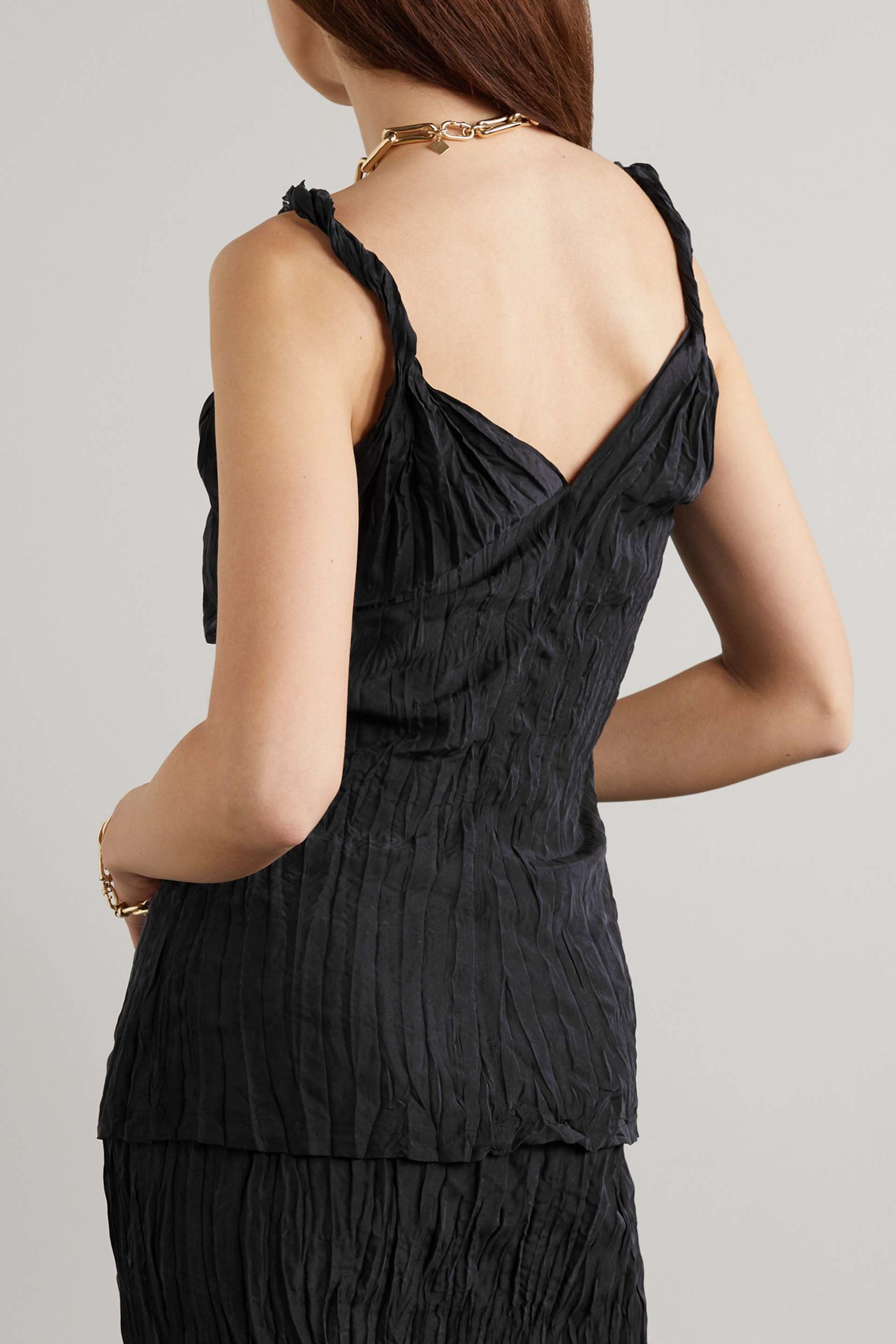 fitted lace wedding dress TOTEME Crinkled knit maxi dress with long sleeves in black