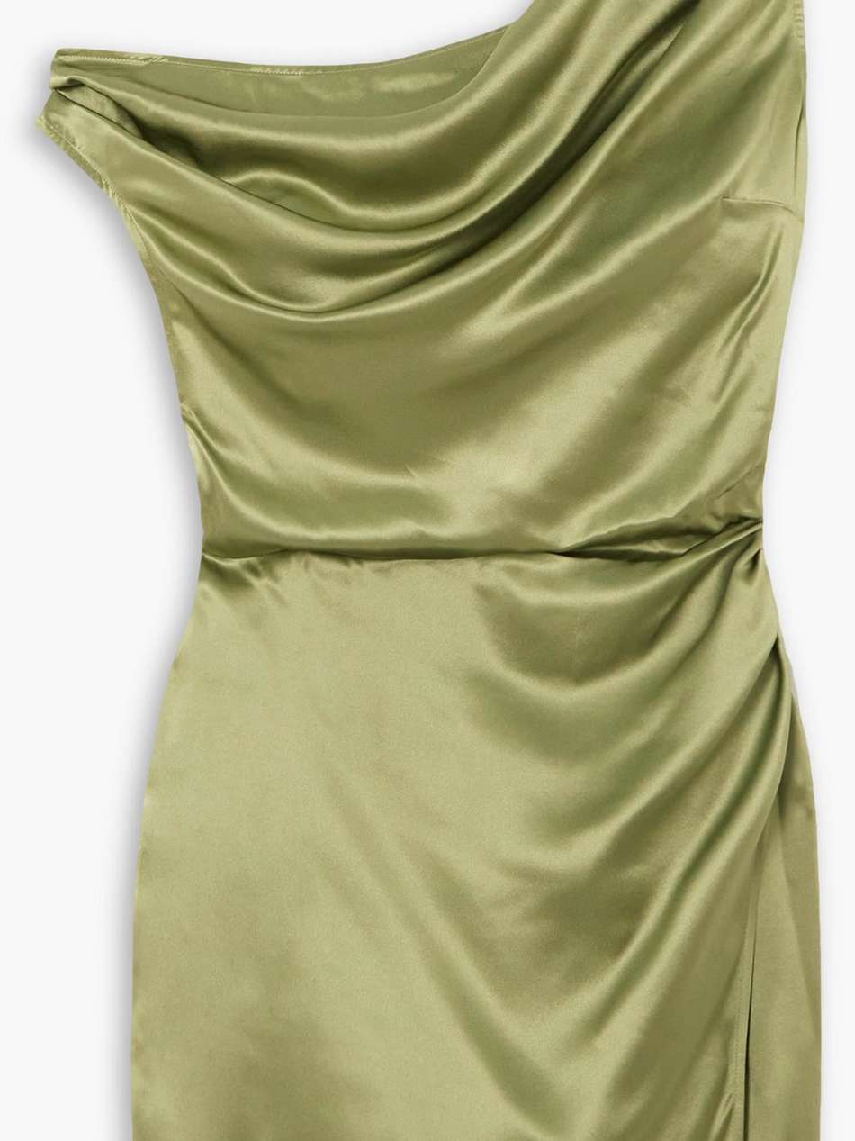 alanis one-shoulder draped wrap-effect silk mini dress