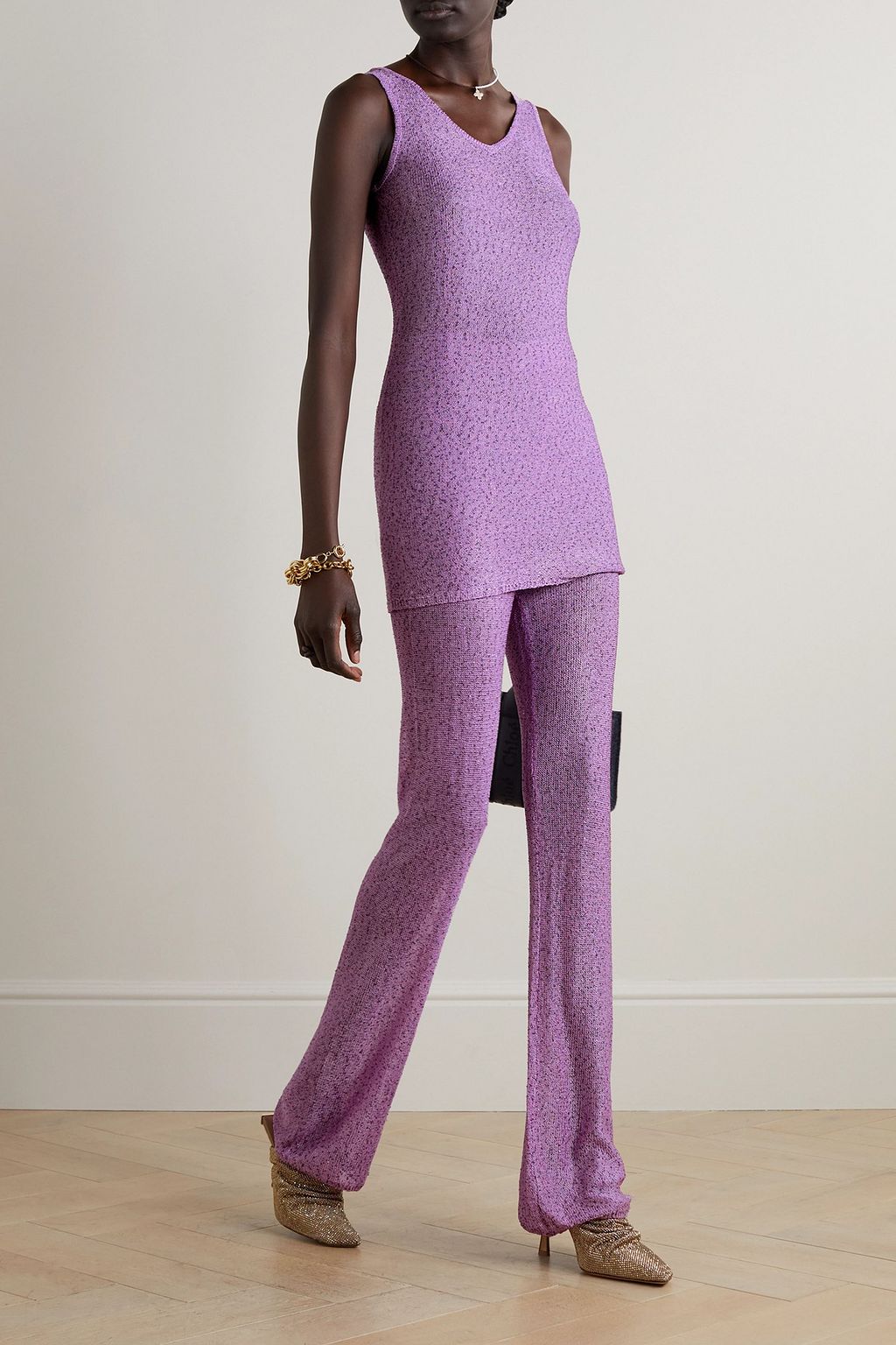 REMAIN BIRGER CHRISTENSEN بلوزة Terry بحبكة مفتوحة وأقراص براقة