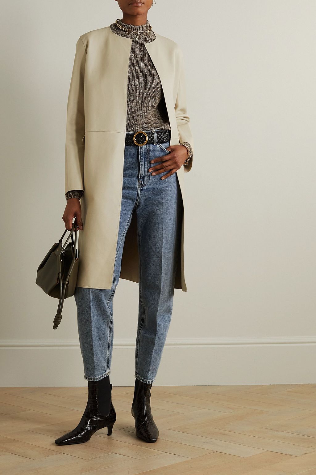 TOTEME City paneled leather coat