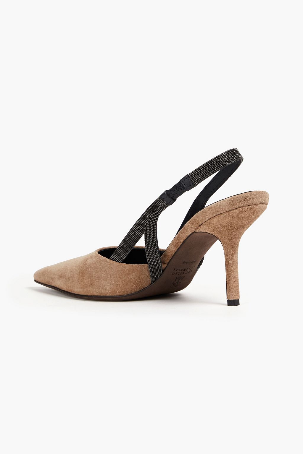 BRUNELLO CUCINELLI Bead-embellished suede slingback pumps