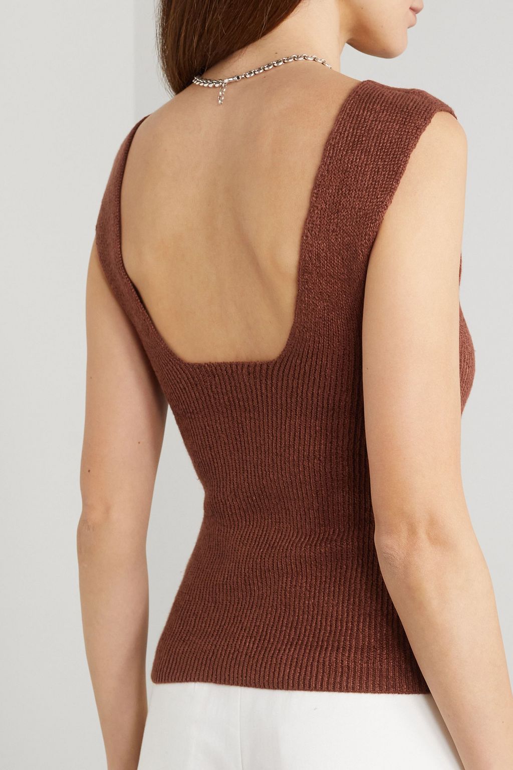 JOSEPH Ribbed-knit linen-blend tank