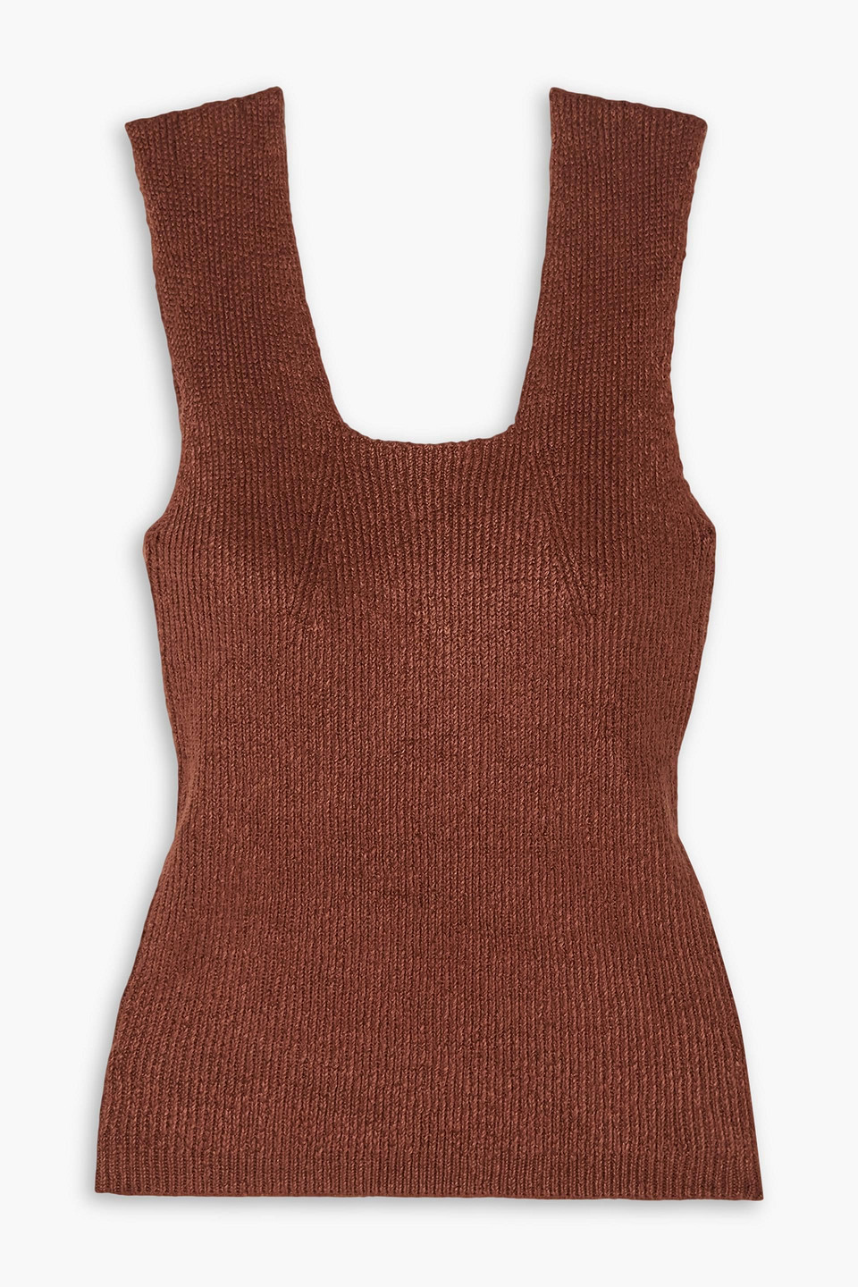 Joseph Ribbed-knit Linen-blend Tank In Brown