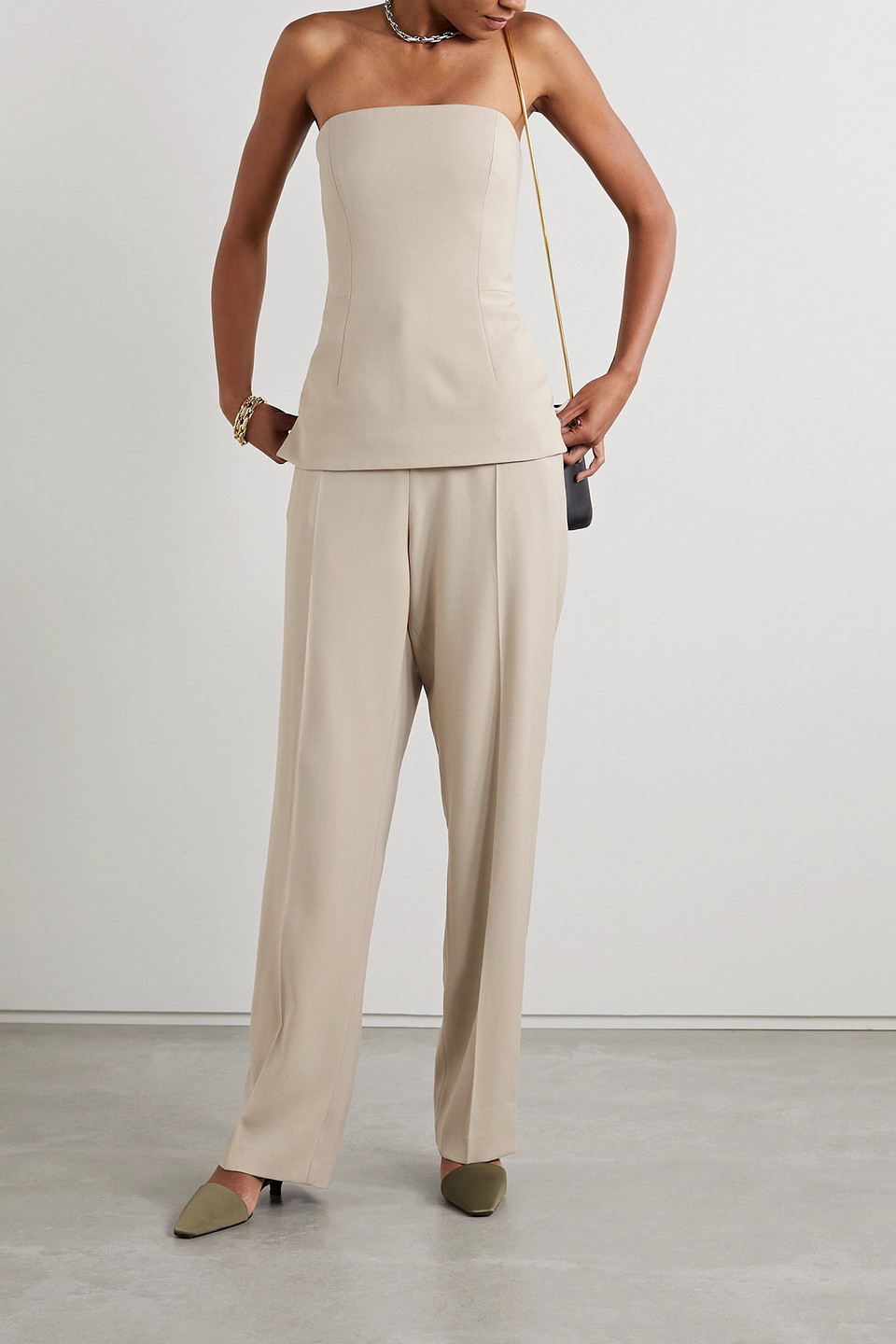 Tove Twill Tapered Pants In Sage Green