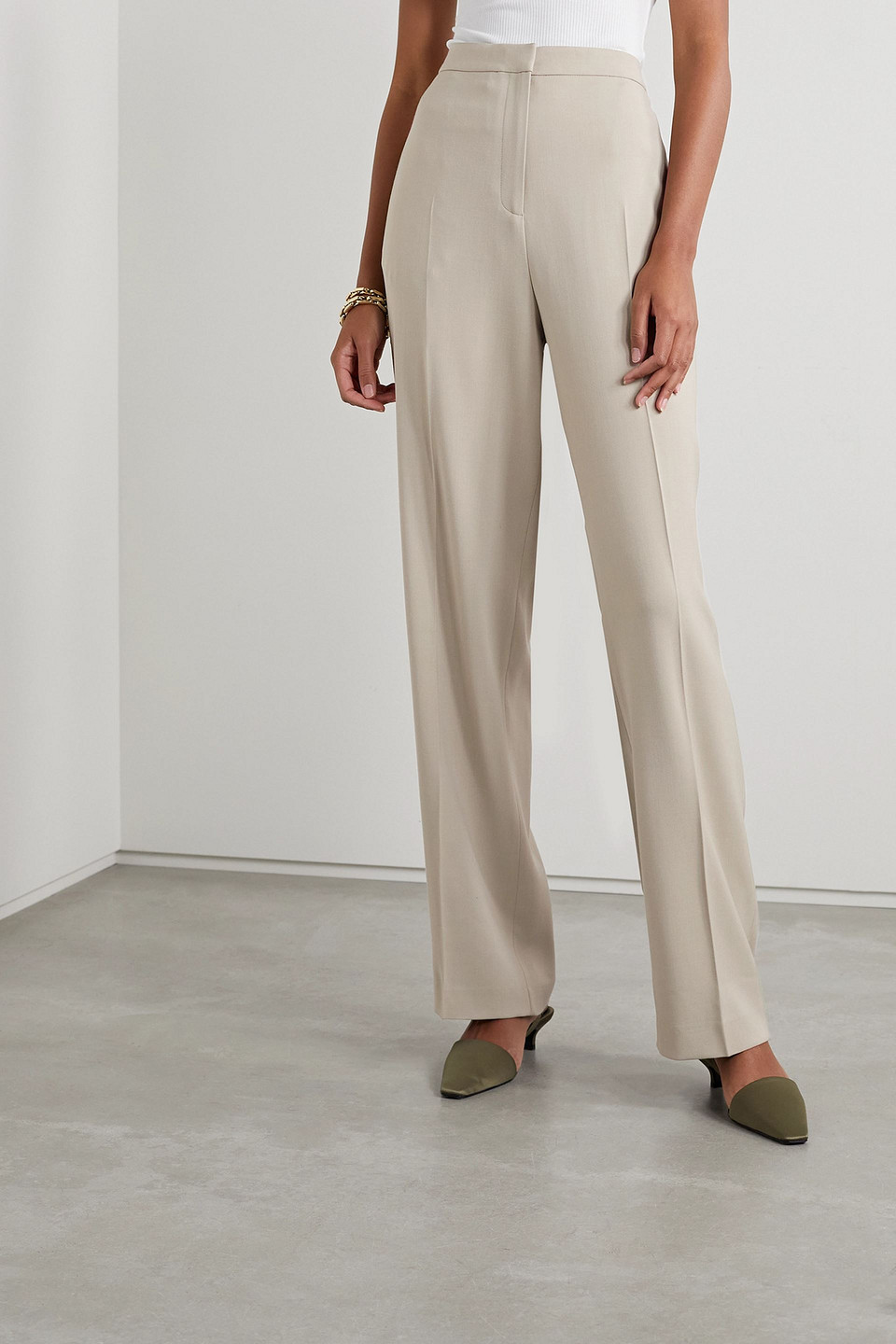 Tove Twill Tapered Pants In Sage Green