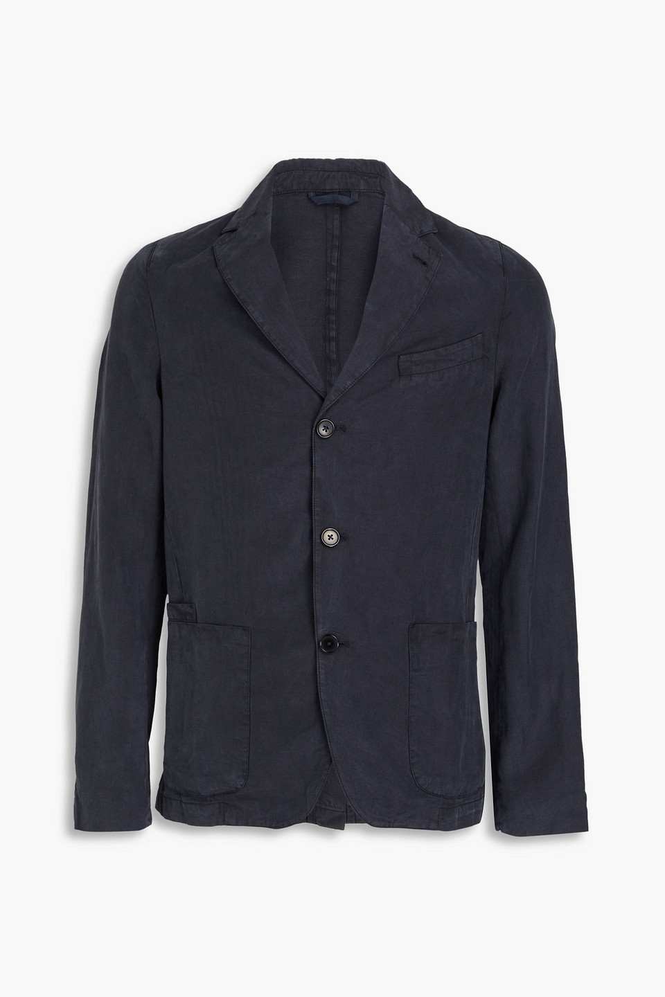 Officine Generale Lyocell, Linen And Cotton-blend Blazer In Navy