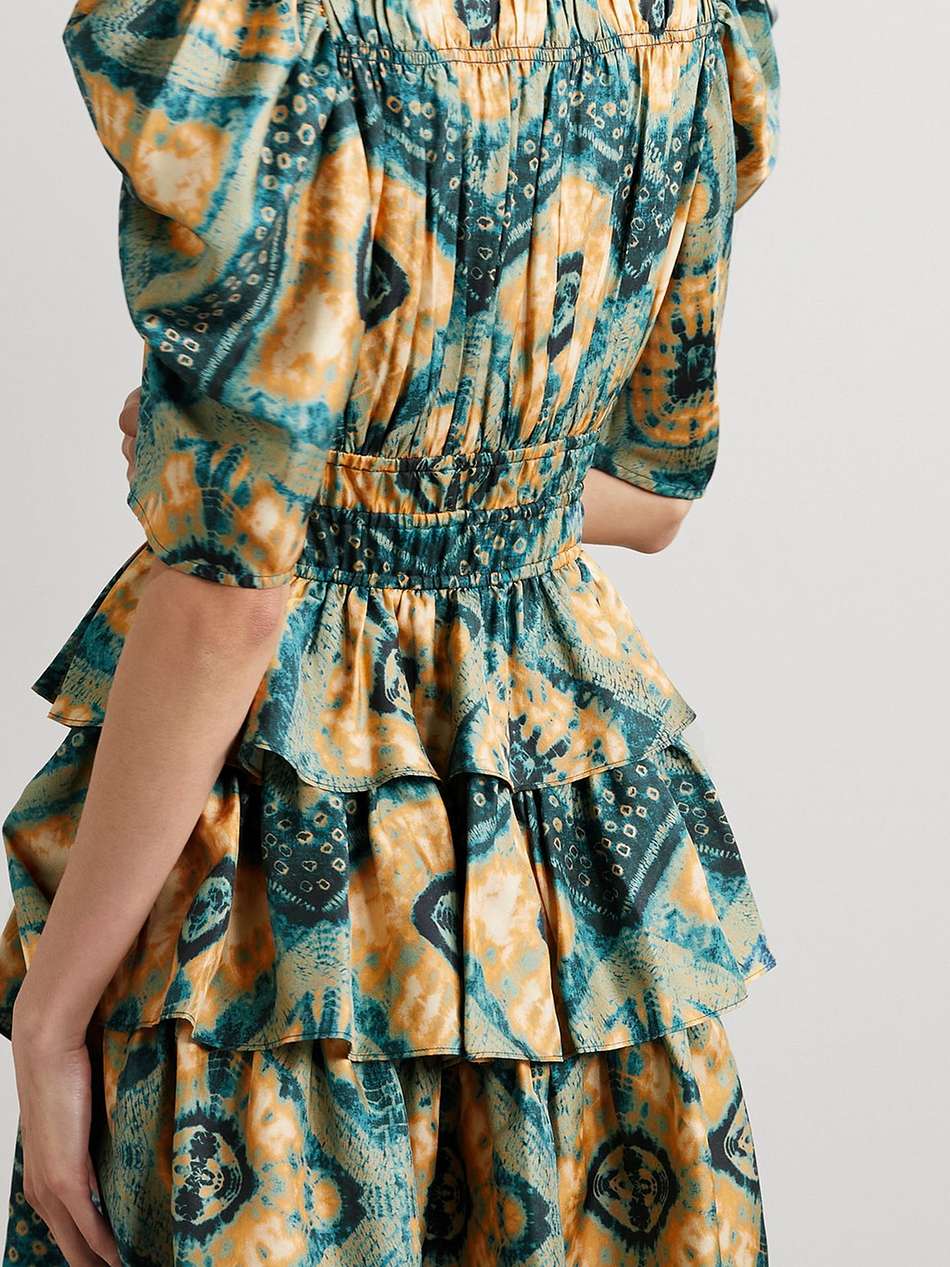 zita ruffled printed silk-twill mini dress