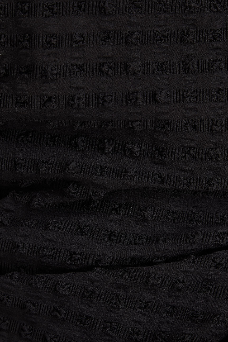 GANNI RUCHED STRETCH-SEERSUCKER WRAP TOP