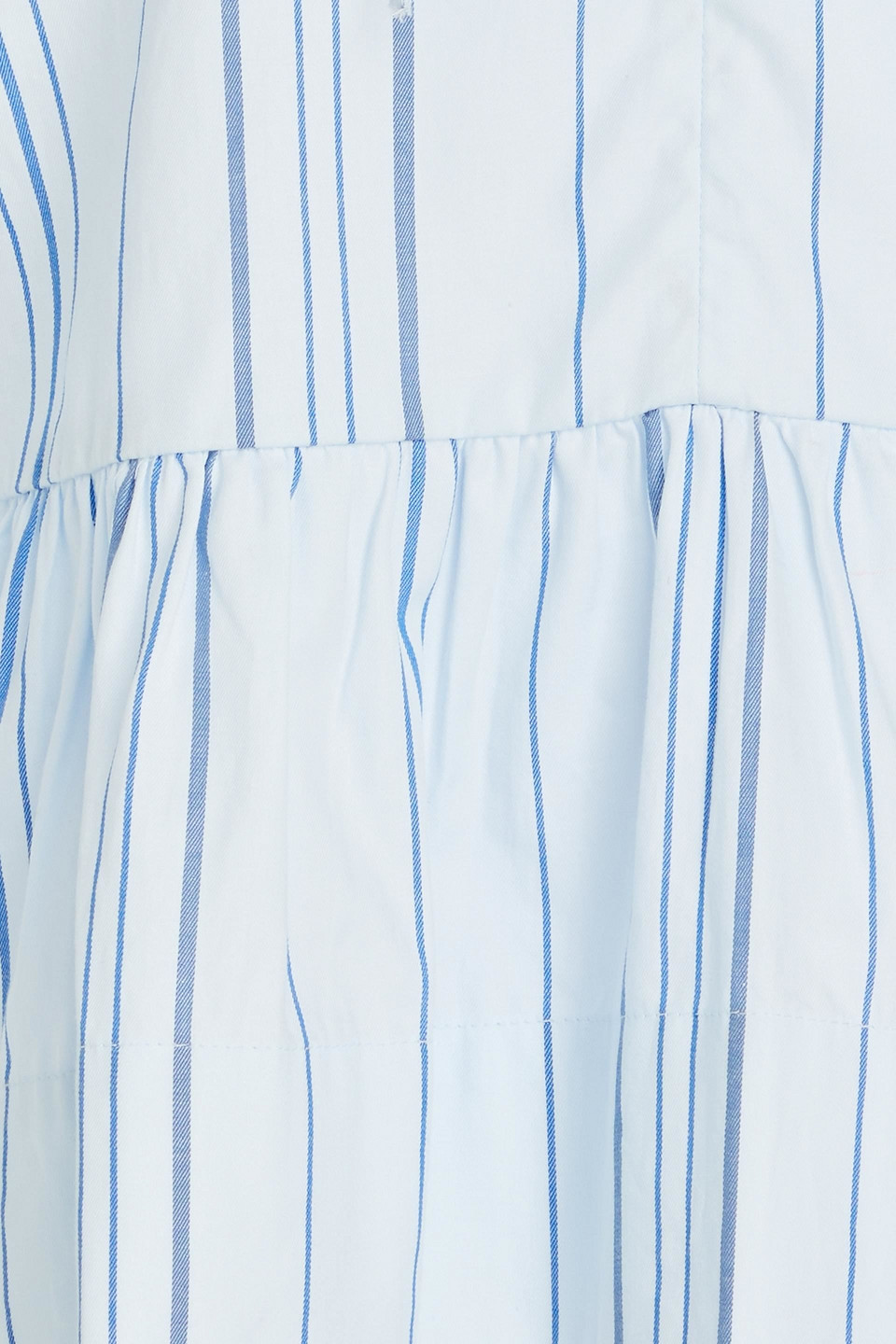 GANNI TIE-FRONT STRIPED COTTON-JACQUARD TOP