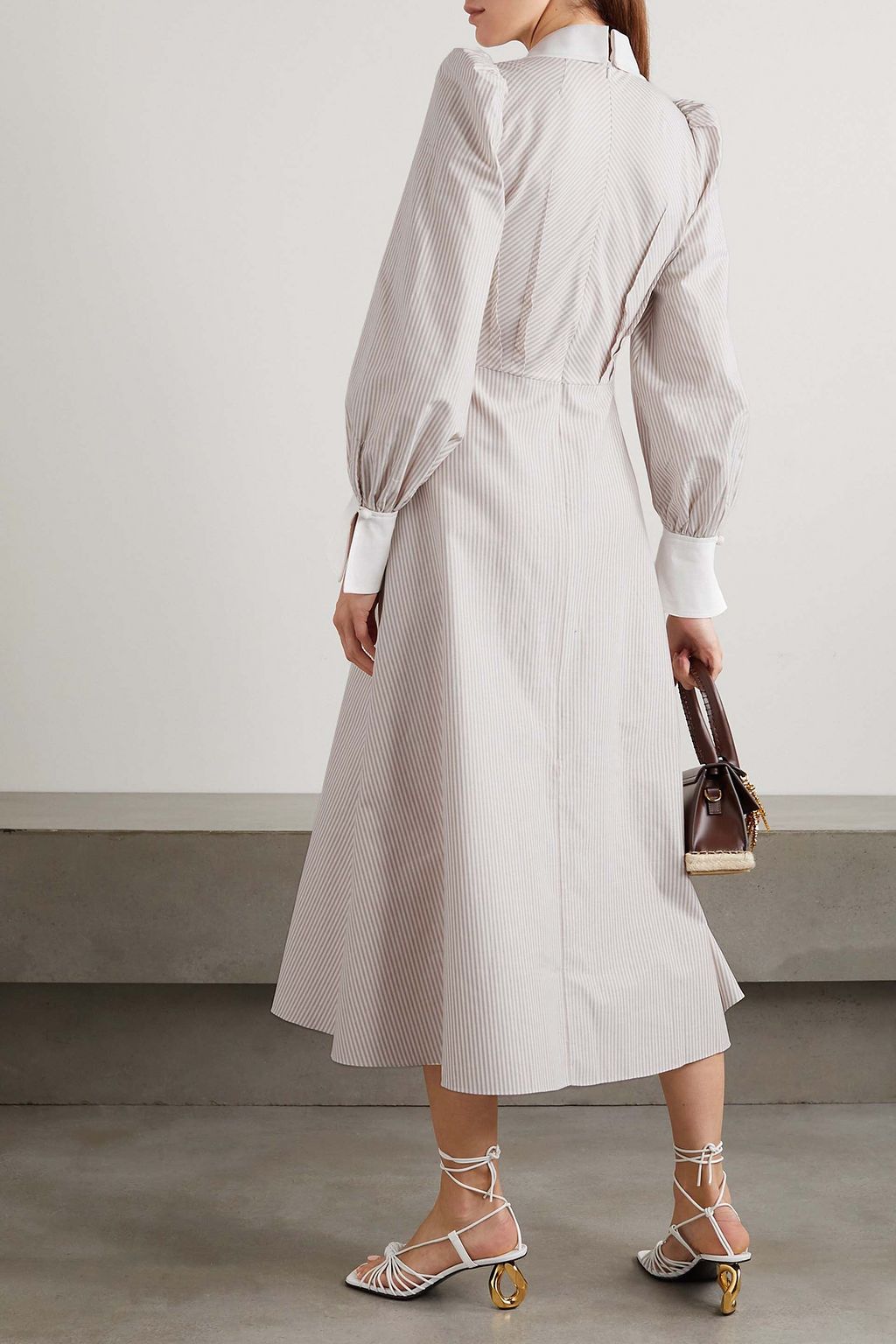 ANNA MASON Candice striped cotton Oxford midi shirt dress
