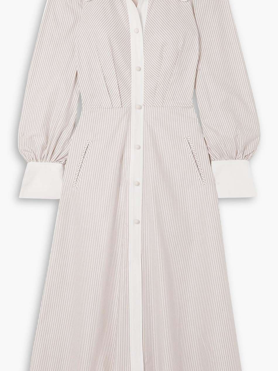 candice striped cotton oxford midi shirt dress