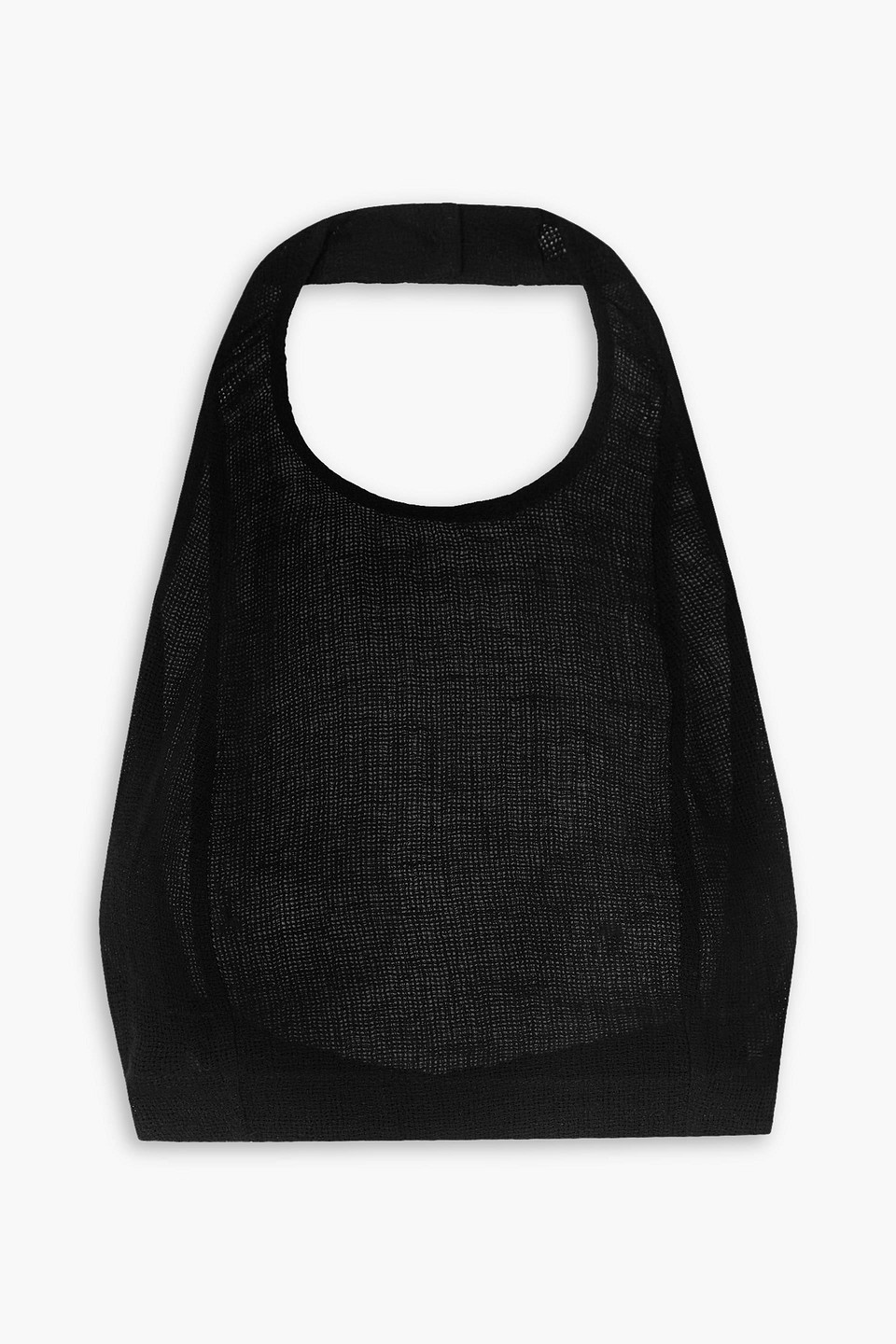 Le Kasha Jalo Cropped Linen Halterneck Top In Black