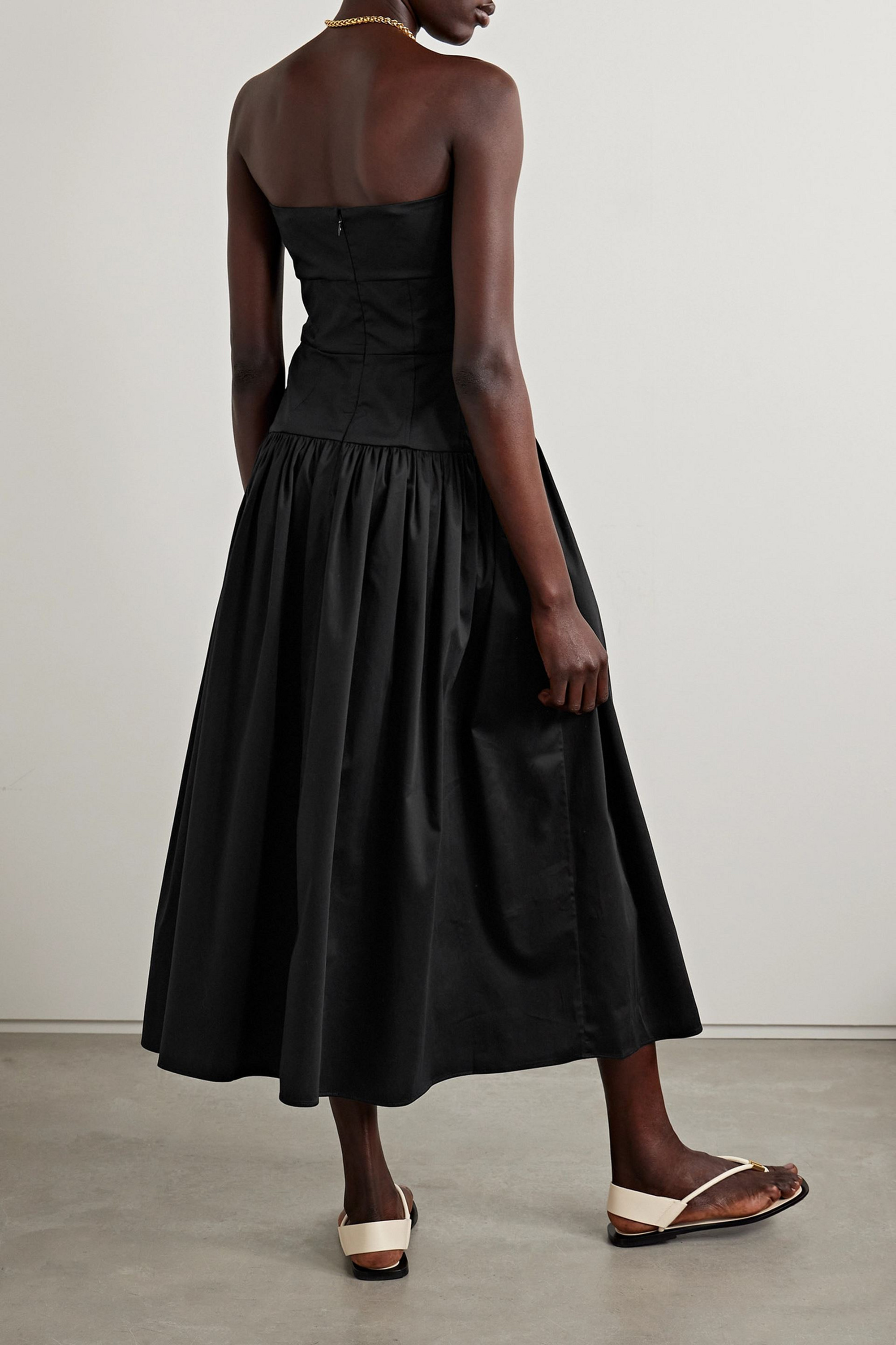 TOVE Lauryn gathered cotton-blend poplin midi dress thumbnail