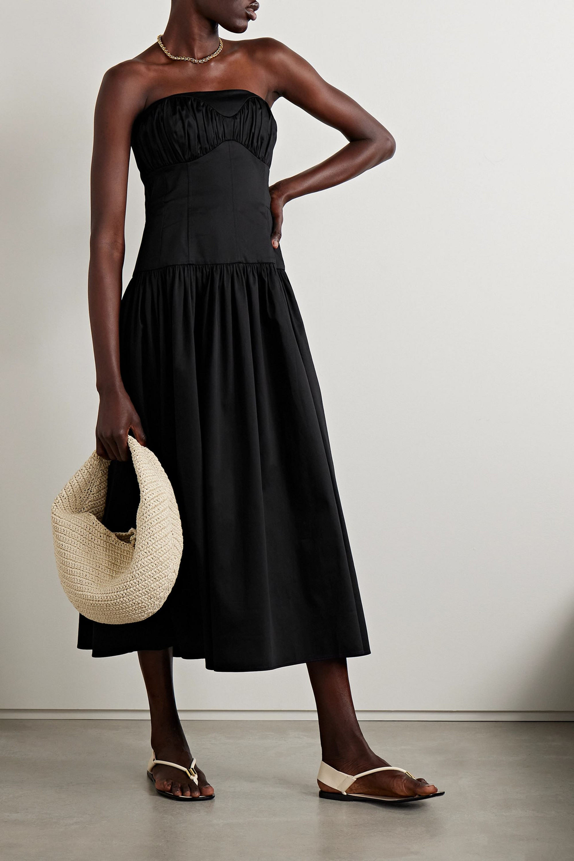 TOVE Lauryn gathered cotton-blend poplin midi dress