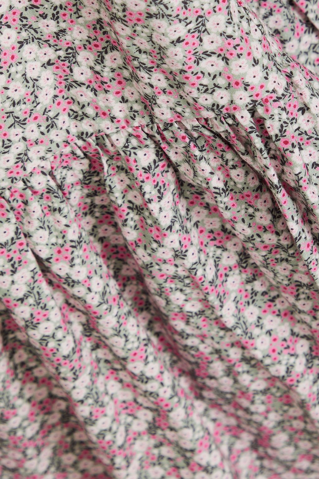 GANNI Gathered floral-print cotton-poplin midi dress