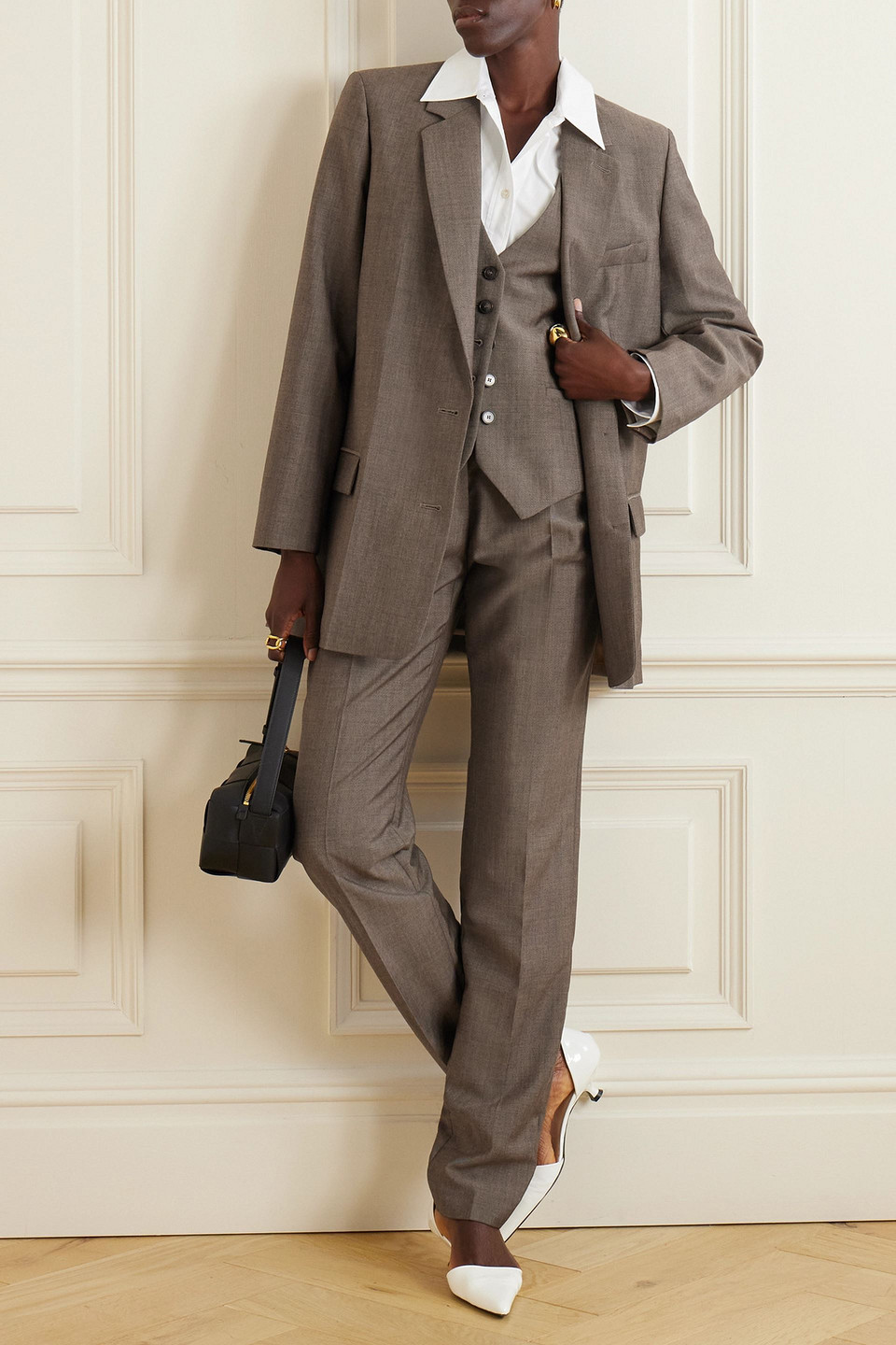 Joseph Turnchapel Wool-blend Straight-leg Pants In Taupe