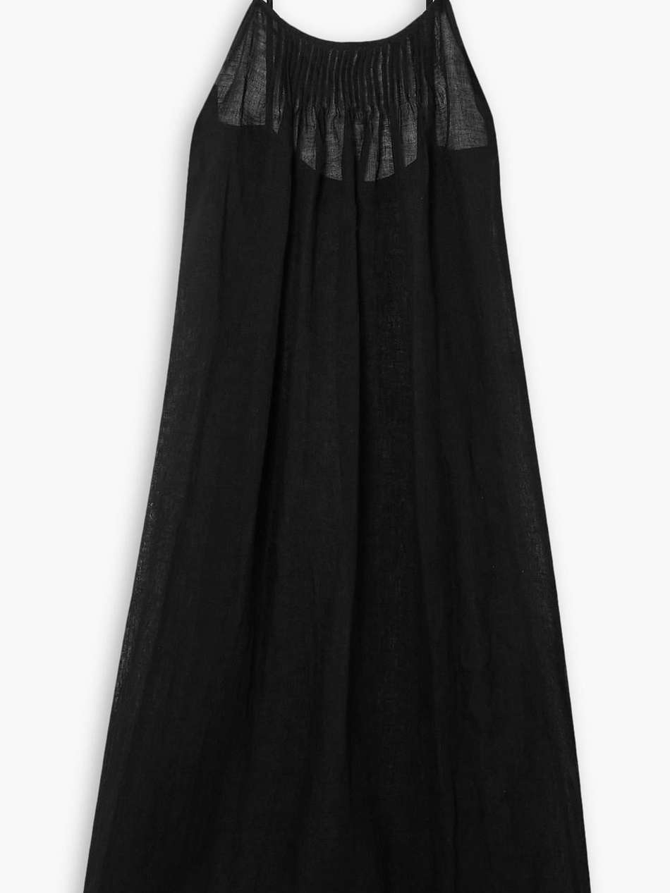 qulayi pintucked linen midi dress