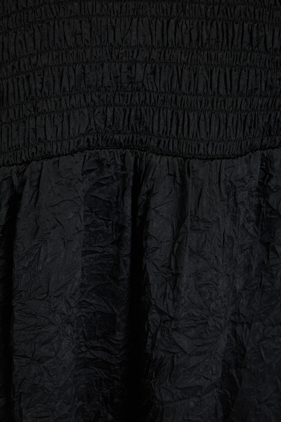 GANNI SHIRRED CRINKLED-SATIN MINI DRESS