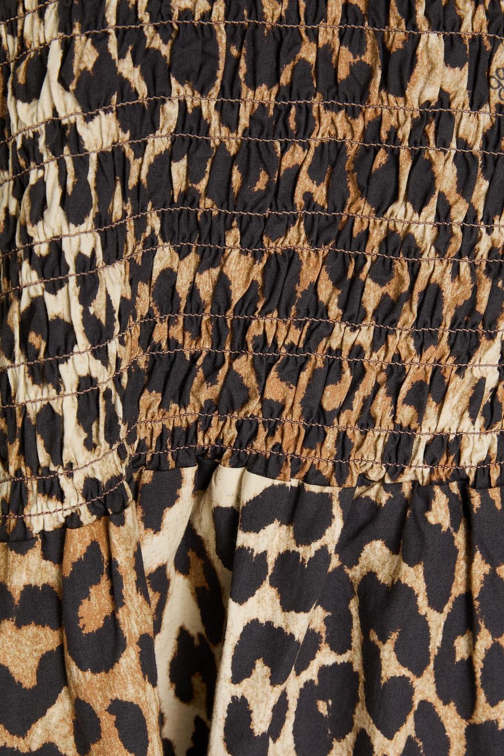 GANNI Leopard-print cotton-poplin mini dress