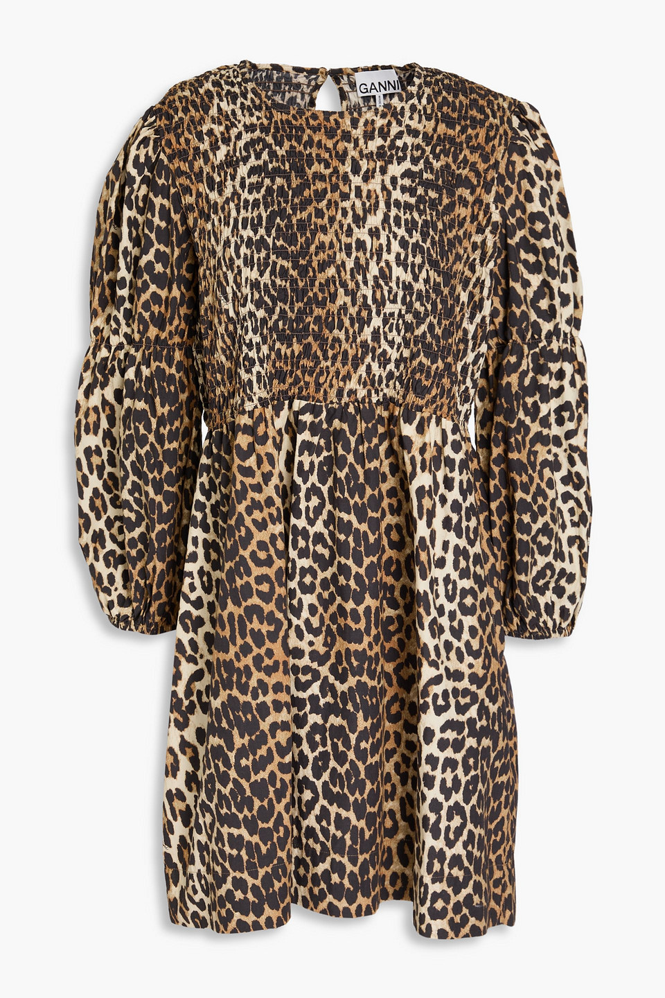 Ganni Minikleid Aus Baumwollpopeline Mit Leopardenprint In Animal Print