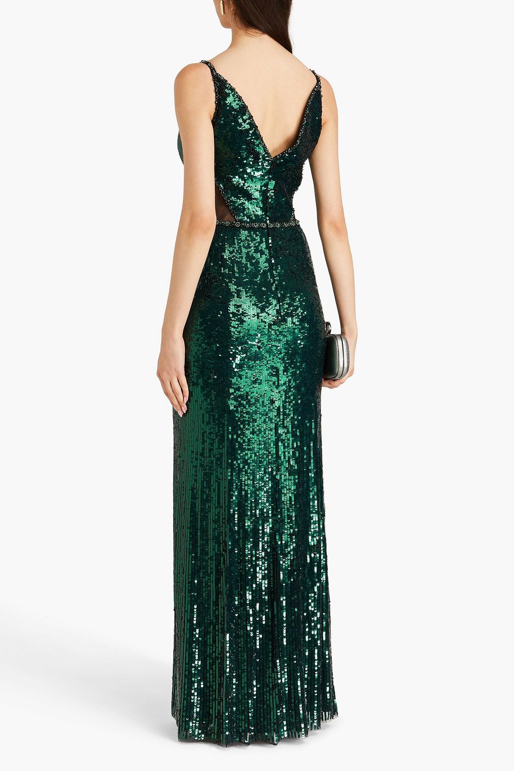 JENNY PACKHAM فستان سهرة "أمارا" من التول بأقراص برّاقة ومزين بالكريستال