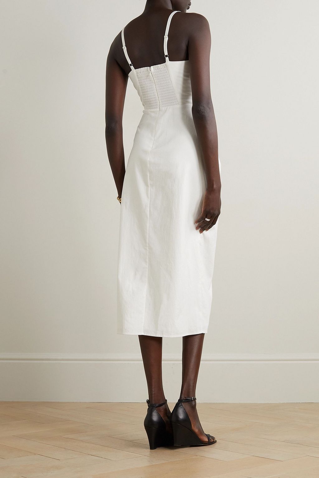 REFORMATION Alfred draped stretch-cotton midi dress
